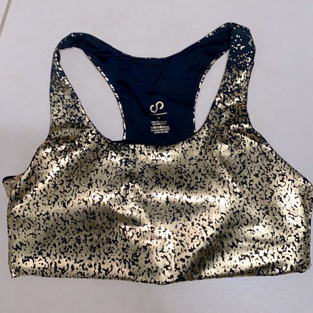 Fun black and gold sports bra